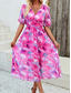cheap Casual Floral Dresses-Women&#039;s Casual Dress Floral Print V Neck Midi Dress Ethnic Boho Vacation Short Sleeve Summer