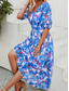 cheap Casual Floral Dresses-Women&#039;s Casual Dress Floral Print V Neck Midi Dress Ethnic Boho Vacation Short Sleeve Summer