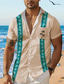 preiswerte Bedruckte Herrenhemden-Palme Hawaiianisch Resort Herren Bedruckte Hemden Outdoor Festtage Urlaub Sommer Umlegekragen Kurze Ärmel Weiß, Blau, Khaki S, M, L 4-Wege-Stretchgewebe Hemd