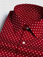cheap Men&#039;s Casual Shirts-Men&#039;s Shirt Button Up Shirt Casual Shirt Red Long Sleeve Polka Dot Lapel Daily Vacation Front Pocket Clothing Apparel Fashion Casual Comfortable