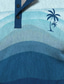 cheap Men&#039;s Graphic Tshirts-Gradient Color Coconut Palm Men&#039;s Resort Hawaiian 3D Print Waffle Henley Shirt T shirt Tee Casual Hawaiian Holiday T shirt Blue Purple Green Short Sleeve Henley Shirt Spring &amp; Summer