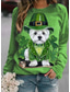 cheap St Patrick's Hoodies &amp; Sweatshirts-St. Patrick's Day Women's Shamrock Active Sportswear Long Sleeve Round Neck Regular Tops Casual Sports Print Grass Green Olive Green Light Green Dark Green Green Fall &amp; Winter
