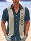 cheap Men&#039;s Printed Shirts-Stripe Casual Men&#039;s Shirt Daily Wear Going out Weekend Summer Turndown Short Sleeves Navy Blue, Brown, Green S, M, L 4-Way Stretch Fabric Shirt