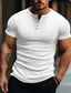 halpa Miesten vapaa-ajan T-paidat-Miesten Henley-paita Ribbineulos T-paita T-paita Tavallinen Henley Katu Loma Lyhyt hiha Vaatetus Muoti Suunnittelija Perus
