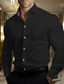 abordables camisas casuales de negocios-Hombre Camisa Camisa para Vestido Negro Blanco Amarillo Manga Larga Plano Diseño Primavera &amp; Otoño Oficina y carrera Fiesta de Boda Ropa
