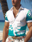 abordables Chemise hawaïen-Requin poisson tortue hommes resort hawaïen 3d imprimé chemise boutonnée à manches courtes été plage chemise vacances usage quotidien s à 3xl