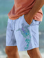 abordables Bermudas de hombre-Pantalones cortos de lino 10% para hombre con estampado 3D, pantalones cortos hawaianos de verano, pantalones cortos de playa con cordón, cintura elástica, transpirable, suave, corto, casual, diario,