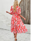 cheap Casual Floral Dresses-Women&#039;s Casual Dress Floral Print V Neck Midi Dress Ethnic Boho Vacation Short Sleeve Summer