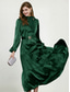 cheap Party Dress-Green Elegant Party/Wedding Guest Ruffle Belted Tied Neck Long Sleeve Maxi Dress dress to impress Christmas Dress 2024