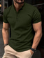 cheap Classic Polo-Men&#039;s T shirt Tee Waffle Polo Shirt Work Street Stand Collar Short Sleeves Solid Color Basic Summer Loose Fit Black Red Dark Navy khaki Army Green T shirt Tee