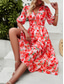 cheap Casual Floral Dresses-Women&#039;s Casual Dress Floral Print V Neck Midi Dress Ethnic Boho Vacation Short Sleeve Summer