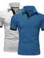 abordables polo clásico-Hombre POLO Camiseta de golf Casual Deportes Diseño Manga Corta Moda Básico Color sólido Estilo clásico Verano Ajuste regular Azul marino + blanco Negro + azul marino Gris+Azul Marino