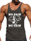 cheap Men&#039;s Graphic Tshirts-Graphic Muscle No Pain No Gain Sports Daily Designer Men&#039;s 3D Printing Tank Top Vest Top Sleeveless T Shirt for Men Sports Outdoor Holiday Gym T shirt Black White Dark Blue Sleeveless Crew Neck Shirt