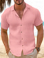 abordables camisas de lino para hombre-Hombre Camisa Abotonar la camisa Camisa de verano Camisa de playa Negro Blanco Rosa Azul Piscina Caqui Manga Corta Plano Diseño Casual Diario Ropa Algodón y lino Moda Cómodo