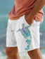 abordables Bermudas de hombre-Pantalones cortos de lino 10% para hombre con estampado 3D, pantalones cortos hawaianos de verano, pantalones cortos de playa con cordón, cintura elástica, transpirable, suave, corto, casual, diario,
