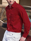 billige mænds fritidsskjorter-Herre Skjorte Button Up skjorte Casual skjorte Rød Langærmet Prikker Knaphul Daglig Ferierejse Frontlomme Tøj Mode Afslappet Bekvem