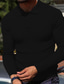 levne klasické polo-Pánské Waffle Polo tričko Golfová košile Ležérní Sport Klopa Dlouhý rukáv Módní Základní Bez vzoru Tlačítko Jaro &amp; podzim Běžný Černá Bílá Šedá Waffle Polo tričko