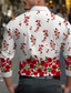 cheap Men&#039;s Printed Shirts-Valentine&#039;s Day Floral Men&#039;s Casual 3D Printed Shirt Daily Wear Going out Spring Turndown Long Sleeve Red, Blue, Purple S, M, L 4-Way Stretch Fabric Shirt