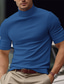 abordables T-shirts décontractés pour hommes-Homme T shirt Tee T-shirt Plein Col Roulé Plein Air Vacances Manches courtes Vêtement Tenue Mode Design basique