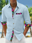 abordables camisas de lino para hombre-Hombre Camisa camisa de lino Abotonar la camisa Camisa de playa Negro Blanco Rosa Manga Larga Floral Diseño Primavera &amp; Otoño Casual Diario Ropa Empalme