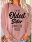 billiga Humor &amp;amp; citationstecken-Dam T-shirt Bokstav Familj Mode Långärmad Rund hals Vanliga toppar Dagligen Helgen Mönster Svart Rodnande Rosa Blå Grön Vår &amp; Höst Vår, Höst, Vinter, Sommar