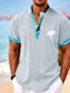 baratos Camisas Estampadas Masculinas-Palmeira de coco masculina resort havaiano impressão 3d camisa henley camisa de botão camisa de verão férias saindo primavera &amp; gola de verão gola henley manga curta azul claro branco verde