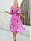 cheap Casual Floral Dresses-Women&#039;s Casual Dress Floral Print V Neck Midi Dress Ethnic Boho Vacation Short Sleeve Summer