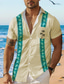 preiswerte Bedruckte Herrenhemden-Palme Hawaiianisch Resort Herren Bedruckte Hemden Outdoor Festtage Urlaub Sommer Umlegekragen Kurze Ärmel Weiß, Blau, Khaki S, M, L 4-Wege-Stretchgewebe Hemd