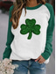 cheap St Patrick's Hoodies &amp; Sweatshirts-St. Patrick's Day Women's Shamrock Active Sportswear Long Sleeve Round Neck Regular Tops Casual Sports Print Grass Green Olive Green Light Green Dark Green Green Fall &amp; Winter