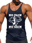 cheap Men&#039;s Graphic Tshirts-Graphic Muscle No Pain No Gain Sports Daily Designer Men&#039;s 3D Printing Tank Top Vest Top Sleeveless T Shirt for Men Sports Outdoor Holiday Gym T shirt Black White Dark Blue Sleeveless Crew Neck Shirt