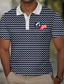cheap Graphic Polo-Lines / Waves Eagle Men&#039;s Business Casual 3D Print Waffle Polo Shirt Street Wear to work Daily Wear Waffle Fabric Short Sleeve Turndown Polo Shirts Wine Navy Blue Summer S M L Micro-elastic