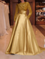 cheap Evening Dresses-TS A-Line Sequin Evening Gown Elegant Dress Formal Cocktail Party Court Train Long Sleeve High Neck Fall Wedding Guest Christmas Dress 2024