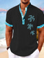 voordelige Overhemden met print voor heren-schildpad heren resort Hawaiiaans 3D-print shirt henley shirt zomershirt vakantie uitgaan lente &amp; zomer opstaande kraag korte mouw lichtblauw zwart wit s m l