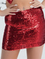 cheap Mini Skirt-Women&#039;s Skirt Bodycon Sparkly Skirt Mini Skirts Sequins Solid Colored Performance Party Summer Polyester Fashion Sexy Black Silver Golden Red