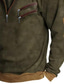 cheap Basic Hoodie Sweatshirts-Men&#039;s Sweatshirt Quarter Zip Sweatshirt Army Green Gray Standing Collar Color Block Patchwork Sports &amp; Outdoor Daily Holiday Streetwear Basic Casual Fall &amp; Winter Clothing Apparel Hoodies Sweatshirts