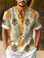 billiga Skjortor med tryck för män-etniska mönster herrresort hawaiiansk stil 3d-tryckt henleyskjorta fritidsskjorta dagligt slitage semester gå ut vår &amp; sommar stå krage kortärmad rosa, blå, orange s, m, l skjorta