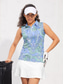 cheap Designer Collection-Women&#039;s Golf Polo Shirt Light Blue Sleeveless Sun Protection Top Paisley Ladies Golf Attire Clothes Outfits Wear Apparel