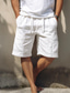 baratos Calções para Homem-Homens Bermuda Cargo Calção Shorts de linho Shorts de verão Com Cordão Cintura elástica Bolso multi Tecido Conforto Respirável Curto Casual Diário Feriado Moda Estilo Clássico Preto Branco