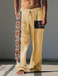 cheap Casual Pants-Men&#039;s Vintage Tribal Argyle Linen Pants Pants Trousers Mid Waist Outdoor Daily Wear Streetwear Fall &amp; Winter Regular Fit