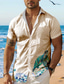 رخيصةأون قمصان رجالية مطبوعة-سلحفاة ستايل هاواي ملجأ رجالي قمصان مطبوعة الأماكن المفتوحة مناسب للعطلات عطلة الصيف طوي كم قصير أبيض, أزرق, أخضر S, M, L 4-طريقة سترتش النسيج قميص