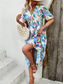 cheap Casual Floral Dresses-Women&#039;s Casual Dress Floral Print V Neck Midi Dress Ethnic Boho Vacation Short Sleeve Summer