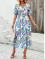 cheap Casual Floral Dresses-Women&#039;s Casual Dress Floral Print V Neck Midi Dress Ethnic Boho Vacation Short Sleeve Summer