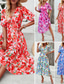 cheap Casual Floral Dresses-Women&#039;s Casual Dress Floral Print V Neck Midi Dress Ethnic Boho Vacation Short Sleeve Summer