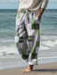 cheap Men&#039;s Plus Size Bottoms-Color Block Plaid Men&#039;s Resort 3D Printed Casual Pants Trousers Elastic Waist Drawstring Loose Fit Straight-Leg Summer Beach Pants S TO 3XL