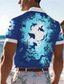 abordables Camisas hawaianas-Camisa hawaiana con estampado 3d de tiburón, pez, tortuga, resort para hombre, camisa de manga corta con botones, camisa de playa de verano, uso diario de vacaciones, s a 3xl