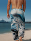 halpa Miesten Plus -koon alaosat-marmoroitu miesten lomakohde 3D-painetut vapaa-ajan housut housut joustava vyötärö kiristysnauha löysä istuvuus suoralahkeiset kesäiset rantahousut s - 3xl