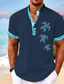 tanie Męskie koszule z nadrukiem-żółw męski kurort hawajska koszula z nadrukiem 3D koszula henley letnia koszula wakacje wakacje wyjście na wiosnę &amp; letni stójka z krótkim rękawem jasnoniebieski czarny biały s m l