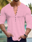 billiga fritidsskjortor för män-Herr Skjorta Casual skjorta Sommarskjorta Svart Vit Rodnande Rosa Marinblå Blå Långärmad Slät Bandkrage Dagligen Semester Veck Kläder Mode Ledigt Bekväm