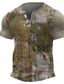 tanie T-shirty męskie z nadrukiem-Graficzny Kolorowy blok Moda Retro / vintage Klasyczny Męskie Druk 3D Podkoszulek Koszula Henley Sporty na świeżym powietrzu Święto Wyjściowe Podkoszulek Czarny Niebieski Brązowy Krótki rękaw Henley