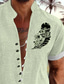 Χαμηλού Κόστους Ανδρικά πουκάμισα με στάμπα-Φλοράλ Φτερά Χαβανέζα Θέρετρο Ανδρικά Εκτυπωμένα πουκάμισα Χαβανέζα Αργίες Καθημερινά Ρούχα Καλοκαίρι Όρθιος γιακάς Κοντομάνικο Ανθισμένο Ροζ, Θαλασσί, Πράσινο του τριφυλλιού Τ, M, L Πολυεστέρας